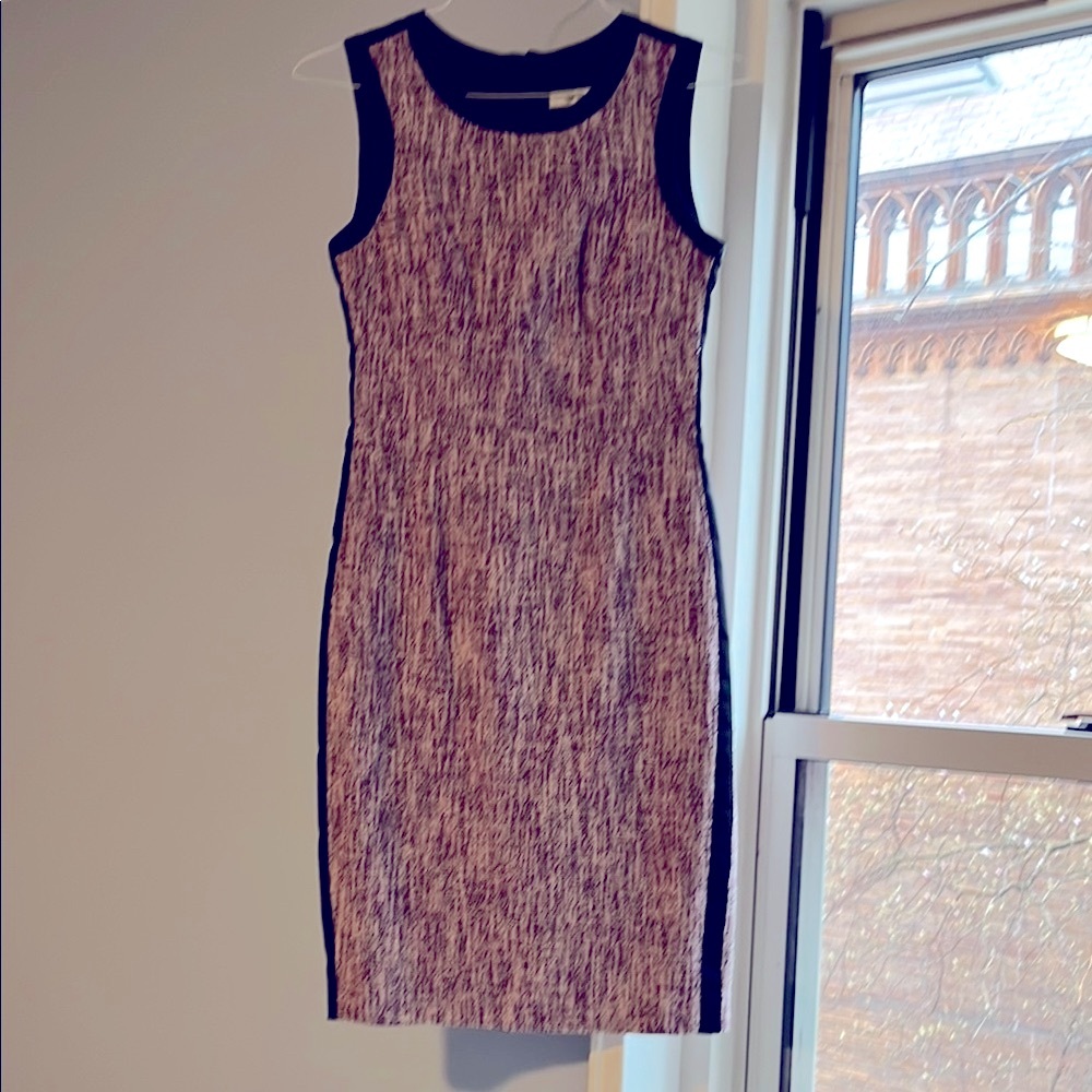 LK Bennett Brown and Tan Sleeveless Sheath Mini Dress